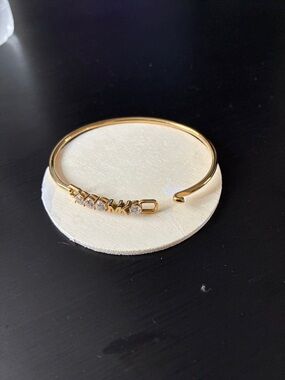 Michael Kors Gold-Tone Pavé Initial Accent Open Cuff Bracelet